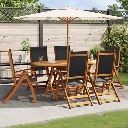 vidaXL - Klapstoelen - 6 - stuks - van - massief - acaciahout - en - textilene