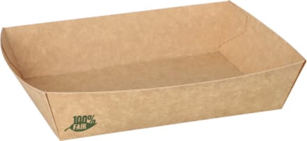 80 Snackbakje, karton pure 4 cm x 11 cm x 16 cm bruin 100% Fair extra large