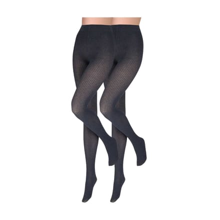 Sarlini - Dames 2x2 rib - Modal panty - 2-Pak - Denim Jeans Melange / S/M