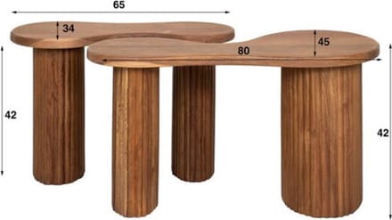 Salontafel set/2 fuse - Massief acacia naturel