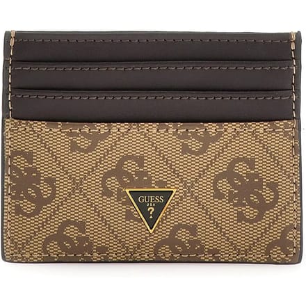 GUESS Leren kaarthouder Mito Card Case Beige / Brown bruine