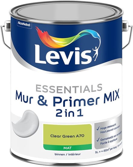 Levis - Essentials Mur & Primer Mix - Clear Green A70 - Mengverf - 5 L