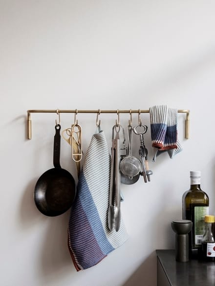 Ferm Living - Kitchen rek met haken - messing - goud