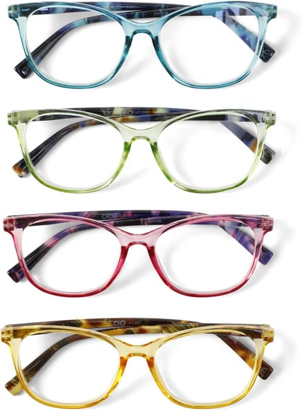 Croon Set van 4, Super-lichte Trendy Leesbril +2.00