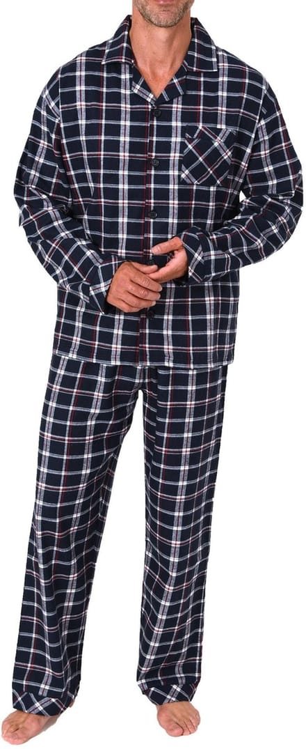 Normann herenpyjama van flanel in een elegante geruite look - ook in grote maten
