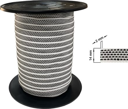 Selve Optrekband 14 mm zwart/wit, 50 meter - Rolluik Bandopwinder - Rolluik Bandoproller