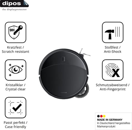 dipos – 2x Pantserfolie geschikt voor Roborock Saros 10R | 9H Screenprotector