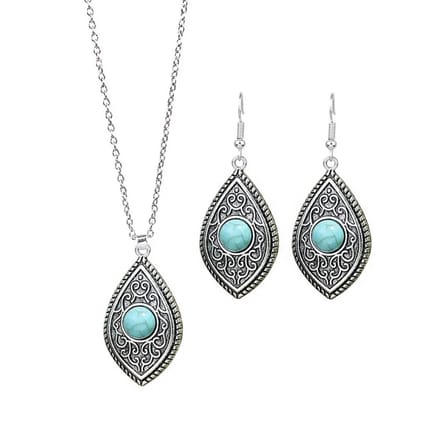 Jomide Sieradenset Bohemian - Zilverkleurig/Turquoise - 2