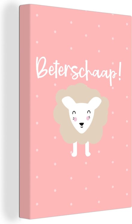 Canvas Schilderij Beterschap - Spreuken - Schaap - 20x30 cm - Wanddecoratie
