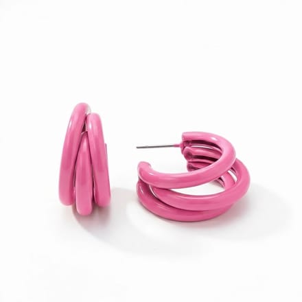 Roze oorringen voor dames – oorbellen met drie verstrengelde ringen