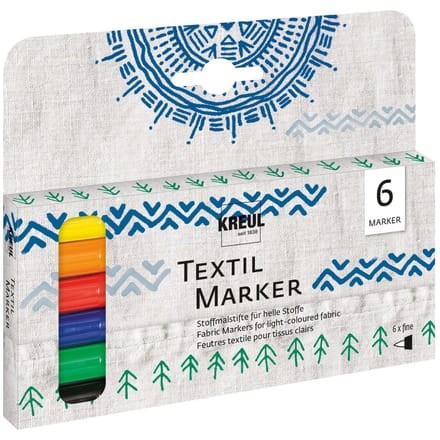 KREUL Textielmarker fine, set van 6