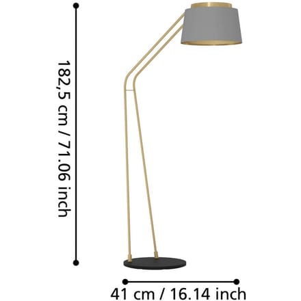 Stars of Light vloerlamp Almerimar, grijs/messing, 181 cm