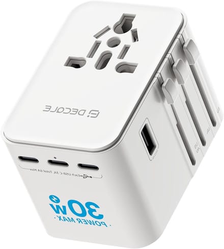 Universele Reisadapter - Wit - Compacte Reisstekker met 3 USB-C en 2 USB-A - Voor Wereldwijd Gebruik