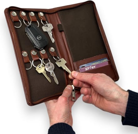 Safekeepers Sleuteletui - Sleutelhouder - Echt leer - Unisex - Rood - Bruin