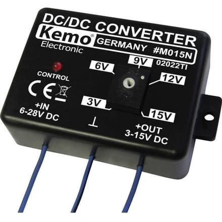 Kemo Spanningsomvormer Module Ingangsspanning (bereik): 6 - 28 V/DC Uitgangsspanning (bereik): 3 - 15 V/DC 1.5 A