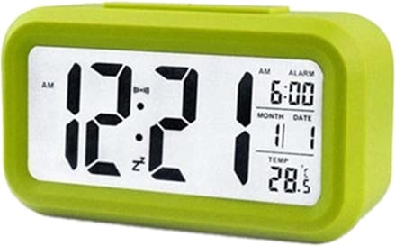 THAR Digitale Wekker - Alarm Klok met Temperatuur, Kalender, Snooze en LED Verlichting - Groen
