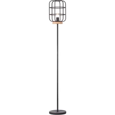 Brilliant Gwen - Vloerlamp - 1xE27 - Max 60W - Zwart/Hout