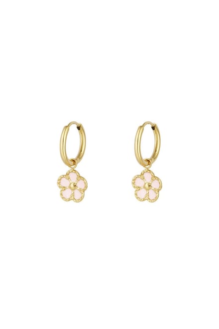 Oorbellen bloemen schattig - Roze & gouden kleur
