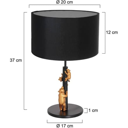 Anne Lighting tafellamp Animaux - zwart - metaal - 20 cm - E27 fitting - 7203ZW
