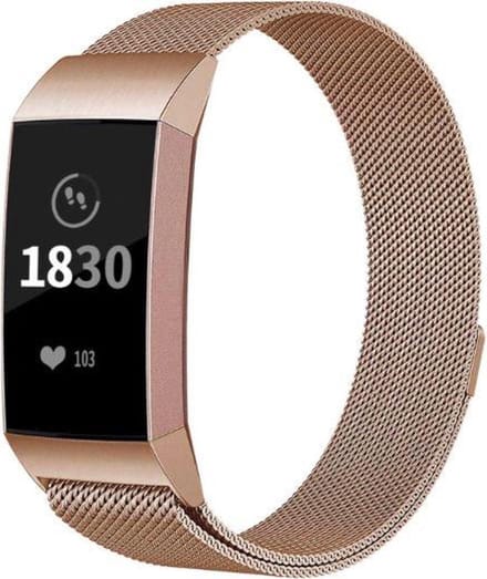 YPCd® Fitbit Charge 3 bandje - Rosé Goud - Milanees Roestvrij Staal - Small