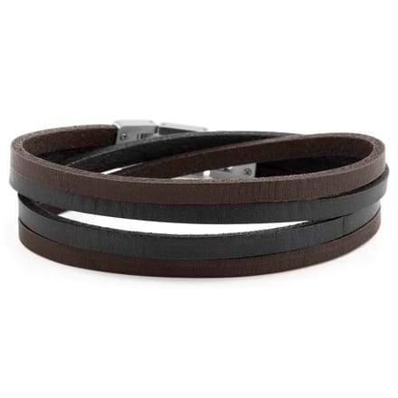 Donkerkleurige Roy Dubbele Wikkelarmband met Staal