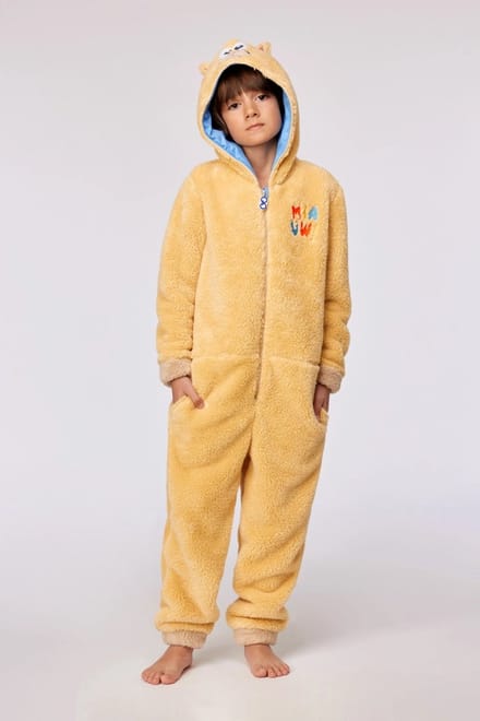 Woody onesie unisex kat - geel - 252-10-ONJ-M/010 - maat 116