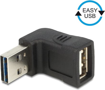 Delock Easy-USB-A naar USB-A adapter / haaks naar boven/beneden - USB2.0 / zwart