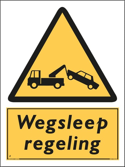 Wegsleepregeling bord - Bord 300 x 400 mm - (Forex)