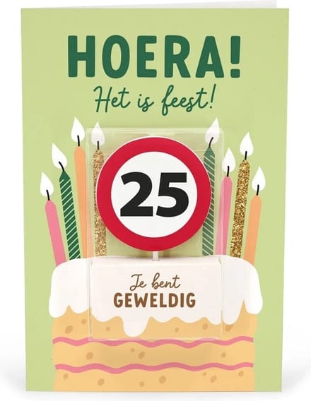 Verjaardagskaart met kaars | 25 jaar | Je bent geweldig