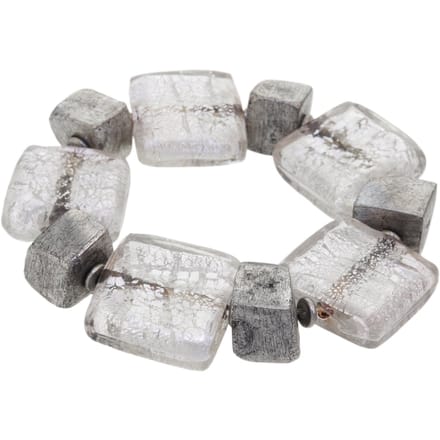 Behave – Armband – Transparant – Grijs – Glaslook – Elastisch – Handgemaakt