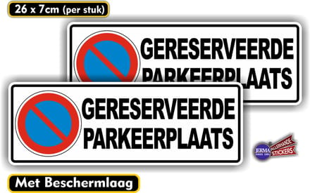 Jerma - Gereserveerde parkeerplaats - Sticker - set 2 st – 26 x 7 cm - Weerbestendig - Vinyl