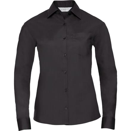 Russell Collection Dames/Dames Poplin Easy-Care Formeel Overhemd Met Lange Mouwen (Zwart)