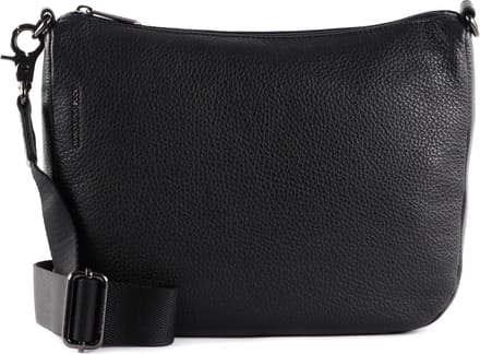 MANDARINA DUCK Leren Schoudertas Mellow Leather Hobo Bag Nero Zwart