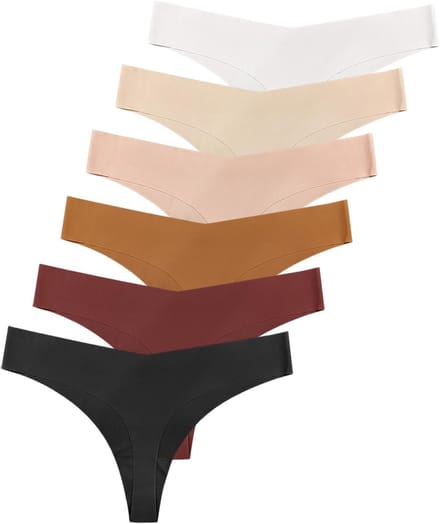 Dunne naadloze string voor dames - 6-pack onzichtbare ondergoed met comfortabele stretch en perfecte pasvorm (Gemengde kleuren, Groot)