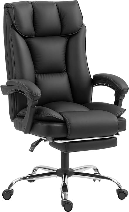 HOMCOM bureaustoel - synthetische bekleding - 66x72x121cm - zwart