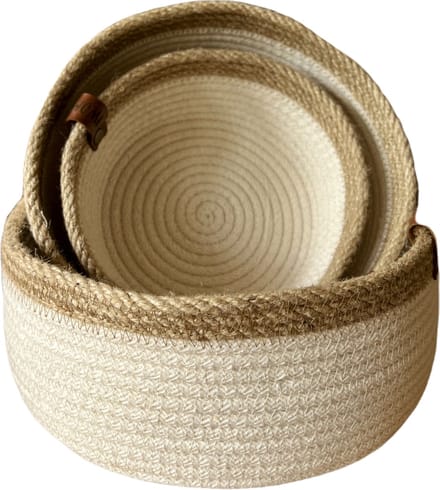 OZ Home - 3-delige Mandenset - Wit/Beige - Duurzaam & Functioneel - Voor Compacte Opslag en Decoratie