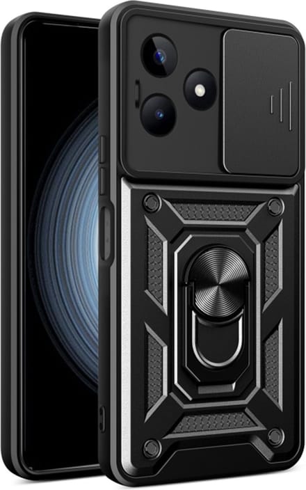 Hoesje geschikt voor Realme C51/Note 50 - Techsuit Camshield Back Cover - Zwart