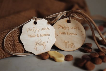 BolleToet - Sintzak labels 2st. - met naam - personaliseren - sinterklaasavond - sinterklaas versiering
