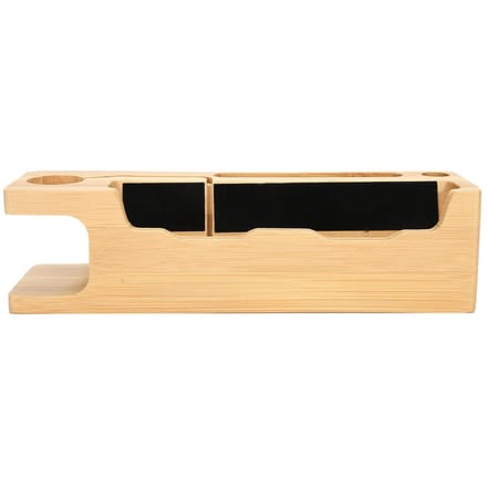 Bamboe Oplaadstandaard Houder Draagbare Desktop Oplaad Organizer voor iOS Watch Mobiele Telefoon beige