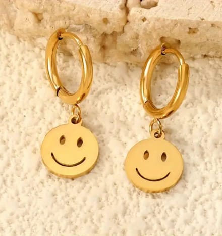 Oorringen Smiley | Stainless Steel Goud