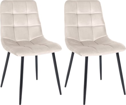 CLP Tilde Set van 2 eetkamerstoelen - Zonder armleuning - Industrieel - Fluweel/creme