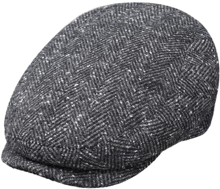 Platte winter pet Flatcap Wollmix visgraat Fiebig antraciet mt 60