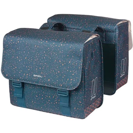 Basil Flair - Dubbele fietstas - 35L - Navy - Waterafstotend - Reflectiedetails
