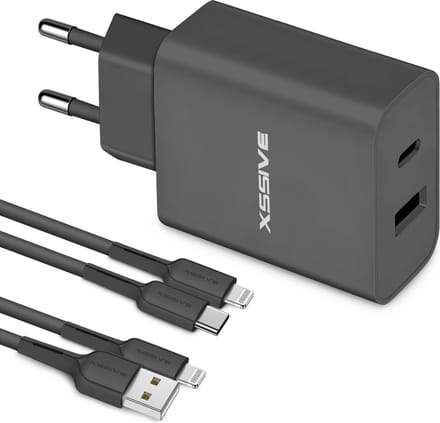 20W Power Adapter met 2 Poorten en 2x geschikt voor Apple Lightning Kabels - 1 Meter