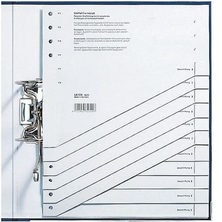 Leitz Scheidingstabblad Karton - 100 stuks - A4 - 11-rings - Grijs