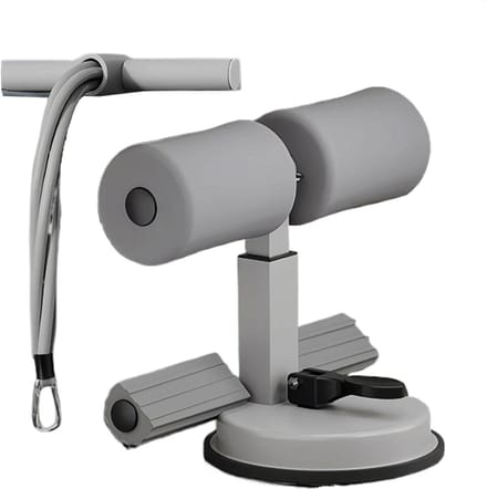 Zit Machine - Buiktrainer Hulp - Buikspier Training - Dubbele Zuignap - Verstelbaar - Grijs