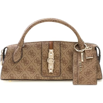 GUESS handtas schoudertas Yvonne Logo Mini Satchel Latte Logo beige