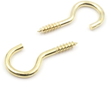 Dailygoods - Gebogen Schroefhaken Messing voor Wand en Plafond (10 stuks)