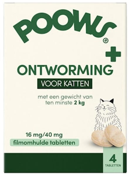 Poows Ontworming Grote Katten - 4 tabletten