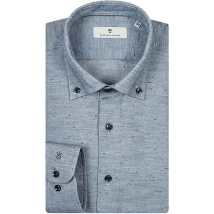 Thomas Maine Overhemd Two-Tone Twill Torino Button Down Jeans Blauw / male